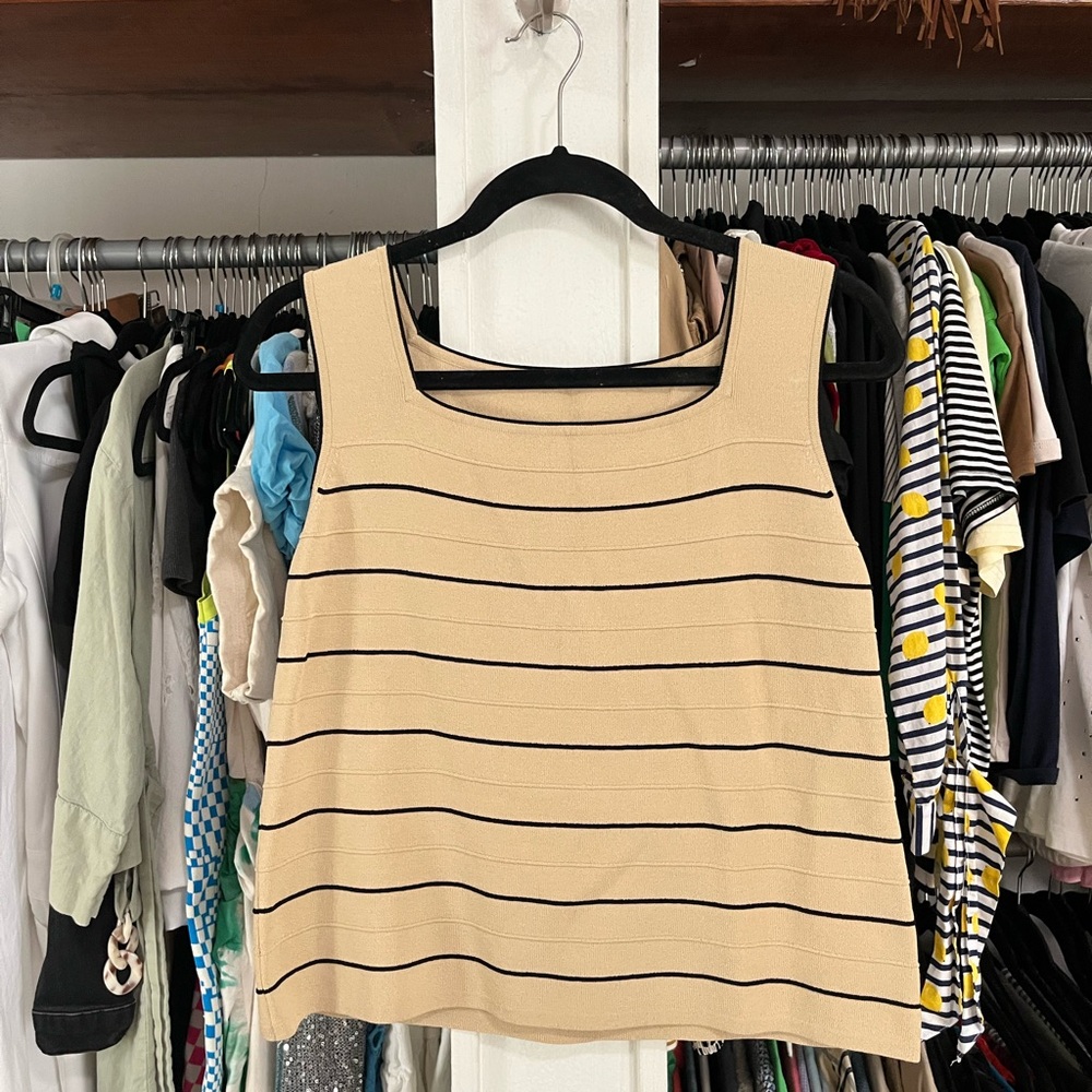 Striped Tan Sleeveless Top